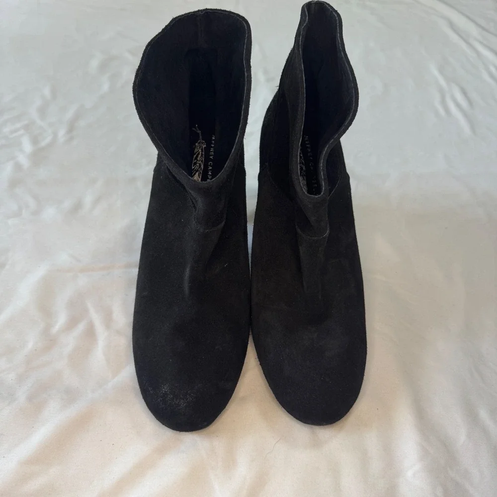 Jeffrey Campbell Free People Black Suede Chelsea Boots Stacked Heel EU 37 US 6.5